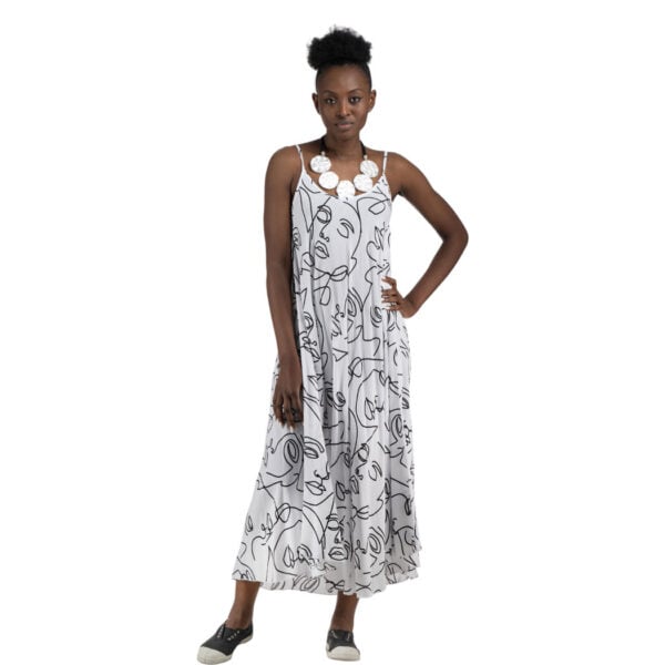 Face print strappy dress