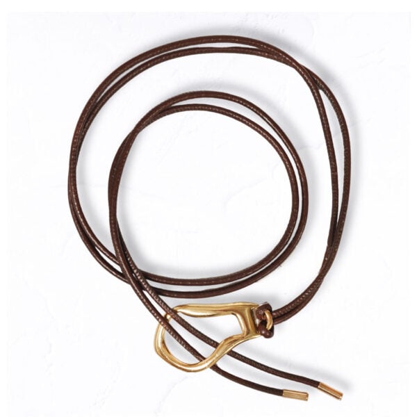 Genuine leather double string oblong buckle belt