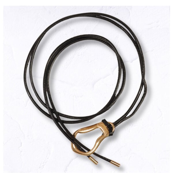 Genuine leather double string oblong buckle belt