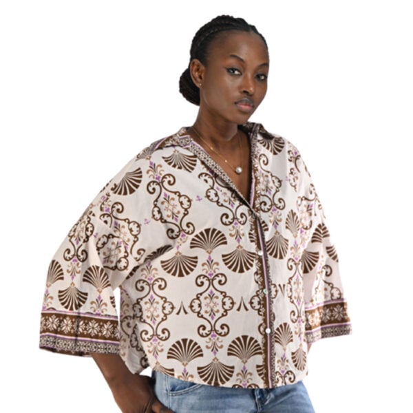 Fan print boxy shirt