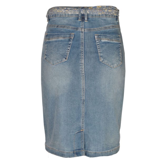 Scarf belt denim pencil skirt