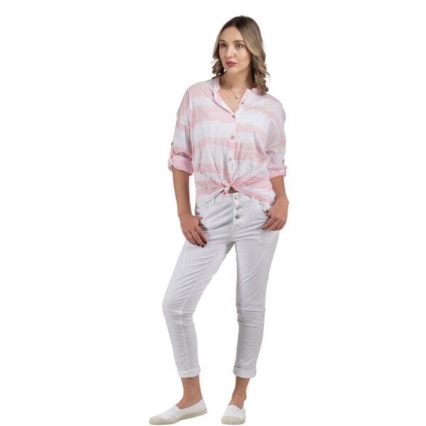 Front knot striped shirt
