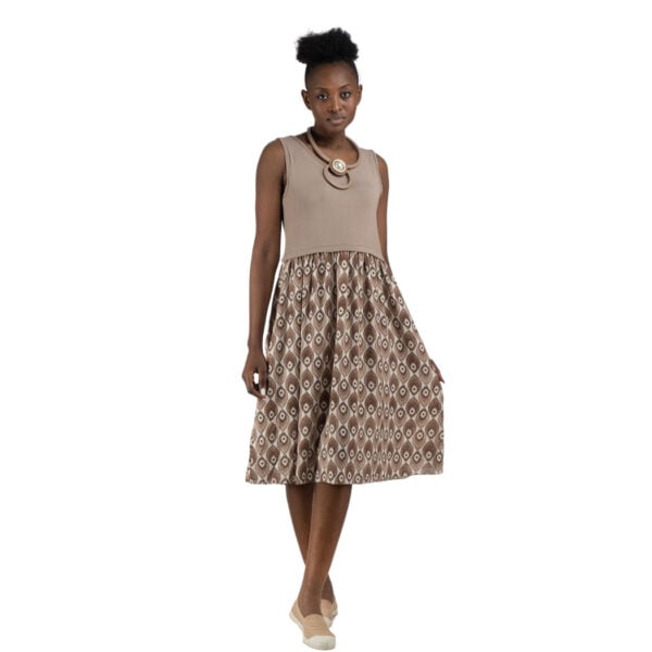 2-Textured peacock feather print dress