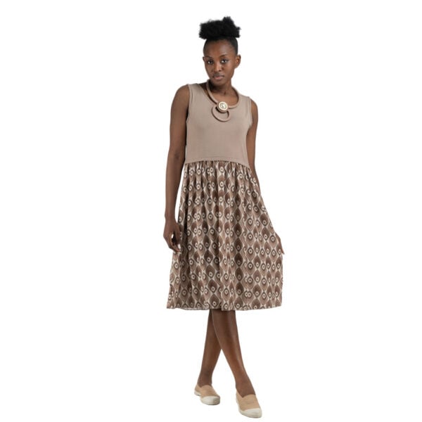 2-Textured peacock feather print dress