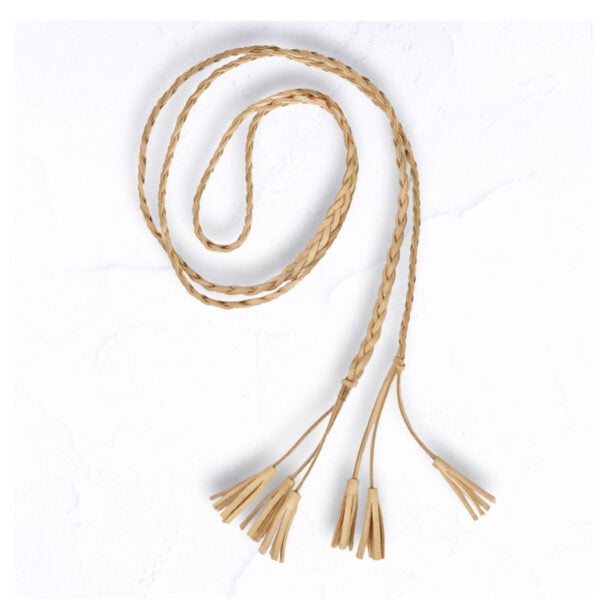 Braided tassel suede belt